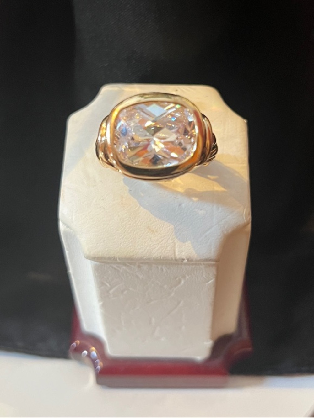 Gold-Tone Crystal Solitaire Ring - Clear Stone